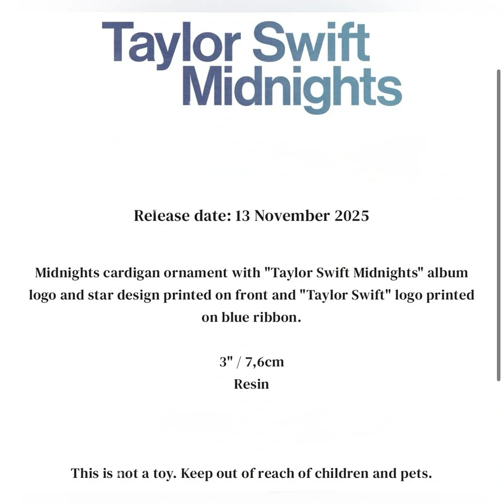 Taylor Swift Midnights Album Cardigan Ornament BNIB - Picture 4 of 4